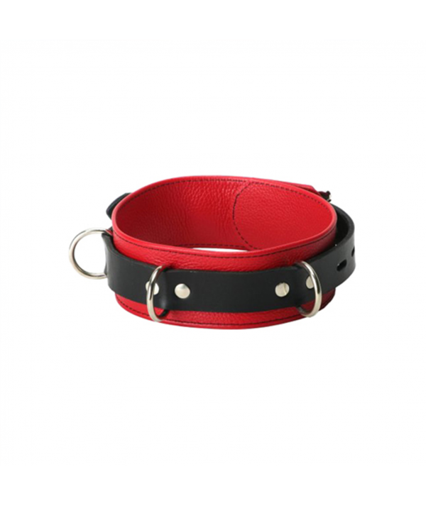 Lederen Rood-Zwarte Halsband
